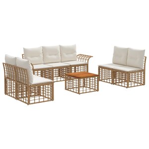 vidaXL Ensemble de canapés d'extérieur 8 pc Blanc Naturel et Crème