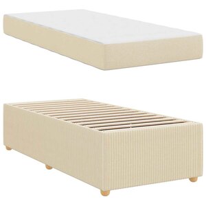 vidaXL Cadre de lit avec matelas avec matelas Crème 90 x 200 cm tissu
