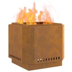 vidaXL Foyer sans fumée Marron 58 x 58 x 51 cm Acier Corten