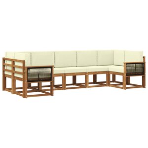 vidaXL Ensemble de canapés d'extérieur 7 Pièces Naturel et Crème