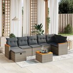 vidaXL Salon de jardin 8 Pièces avec coussins gris résine tressée