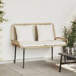 vidaXL Banc de jardin Marron  Noir  Crème Rattan synthétique  acier