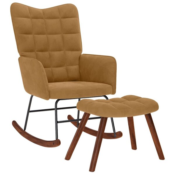 vidaXL Chaise à bascule avec repose-pied marron velours