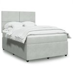 vidaXL Sommier à lattes de lit et matelas Gris clair 140x200cm Velours