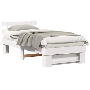vidaXL Cadre de lit avec tête de lit Blanc 90 x 200 cm Pin massif