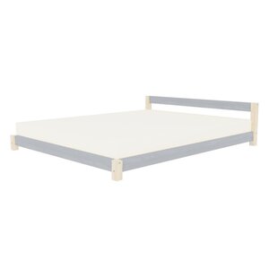 Lit double scandinave COMFY 180 x 200 gris et naturel