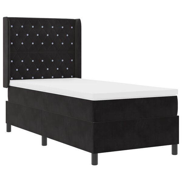 vidaXL Lit Box Spring avec Matelas & LED Noir 90x200 cm Velours