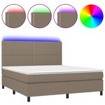 vidaXL Sommier à lattes de lit et matelas et LED Taupe 180x200cm Tissu