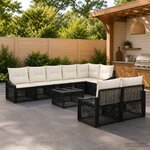 vidaXL Ensemble de canapé de jardin 9 pc Noir polyrotin