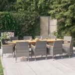 vidaXL Ensemble à manger de jardin 11 Pièces avec coussins Gris