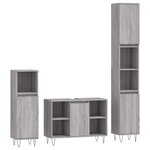 vidaXL Ensemble de meubles de salle de bain 3 Pièces Sonoma gris