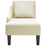 vidaXL Fauteuil long avec coussin et accoudoir droit crème velours