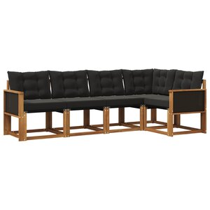 vidaXL Ensemble de canapés d'extérieur 5 pc Naturel et noir