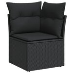 vidaXL Salon de jardin 8 Pièces avec coussins noir résine tressée