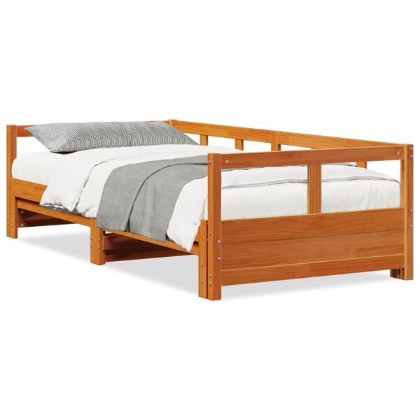 vidaXL Lit de jour sans matelas cire marron 90x200 cm bois pin massif