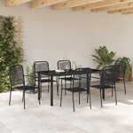 vidaXL Ensemble de salle à manger pour jardin 7 Pièces Noir