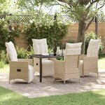 vidaXL Ensemble de salle à manger pour jardin 5 Pièces Beige Poly rotin
