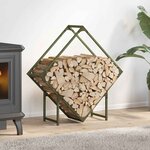 vidaXL Portant de bois chauffage vert olive 80x25x80 cm