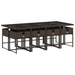 vidaXL Ensemble à manger de jardin et coussins 9 Pièces marron poly rotin