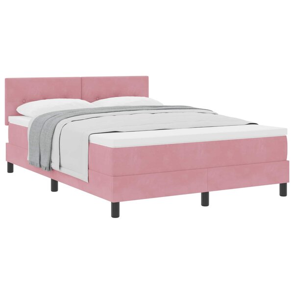 vidaXL Lit à ressorts avec tête de lit Rose 140 x 190 cm Velours
