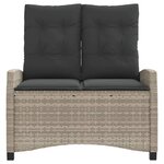 vidaXL Banc inclinable de jardin et coussins gris clair résine tressée