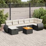vidaXL Salon de jardin 8 Pièces avec coussins noir résine tressée