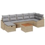 vidaXL Ensemble de canapés de jardin 8 pièces avec coussins beiges en rotin synthétique