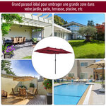 Parasol de jardin XXL parasol grande taille 4,6L x 2,7l x 2,4H m ouverture fermeture manivelle acier polyester haute densité bordeaux