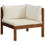 vidaXL Salon de jardin 8 Pièces avec coussin crème Bois d'acacia solide