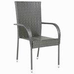 vidaXL Chaises empilables d'extérieur lot de 4 Gris Résine tressée