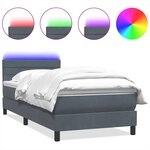 vidaXL Sommier à lattes de lit et matelas et LED gris foncé 80x210 cm velours