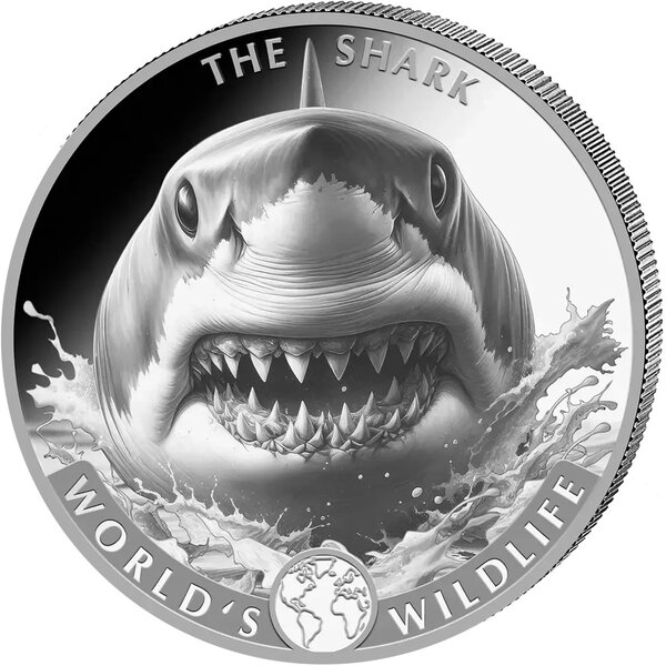 Monnaie SHARK World Wildlife 1 Oz Argent 20 Francs Congo 2026 (PRÉCOMMANDE)