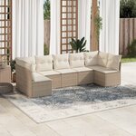 vidaXL Salon de jardin avec coussins 7 Pièces beige résine tressée