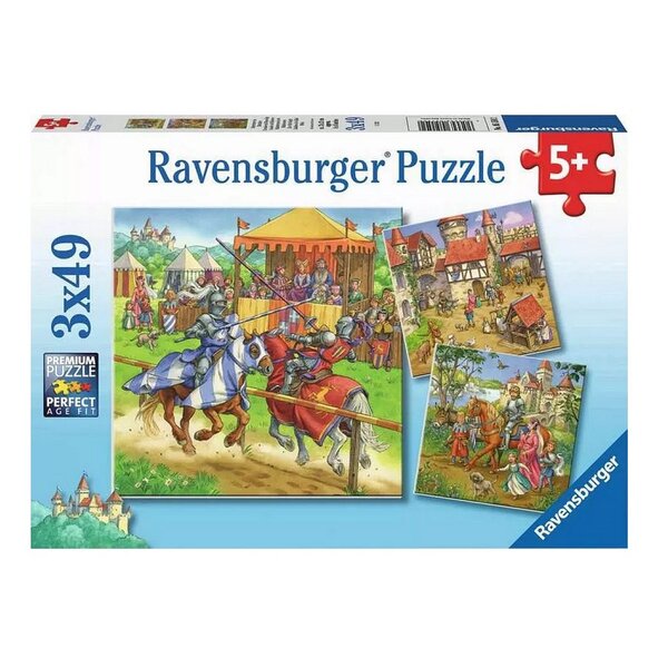 Puzzle 3x49 Pièces Chevaliers du Moyen age