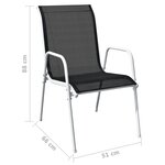 vidaXL Chaises empilables de jardin 4 Pièces Acier et textilène Noir