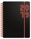 Agenda 'Black' format A6, 1 jour par page avec heures, 3 coloris aléatoire LETTS