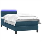 vidaXL Sommier à lattes de lit et matelas et LED bleu foncé 80x210 cm velours