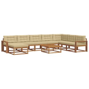 vidaXL Ensemble de canapés d'extérieur 9 Pièces Naturel et Beige
