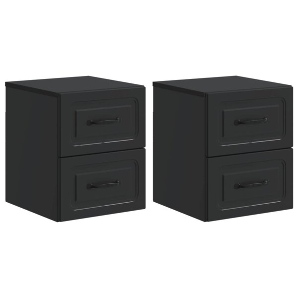 vidaXL Cabinet de chevet mural 2 pc Noir 34 5 x 33 x 40 cm
