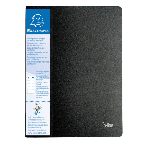 Protège-documents En Polypropylène Rigide Avec Porte Étiquette 3 Faces Up Line Opaque 80 Vues - A4 - Noir - X 12 - Exacompta