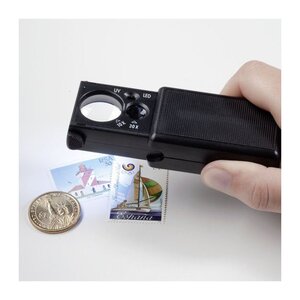 Loupe de poche avec lampe UV  grossissement 10x - 30x.