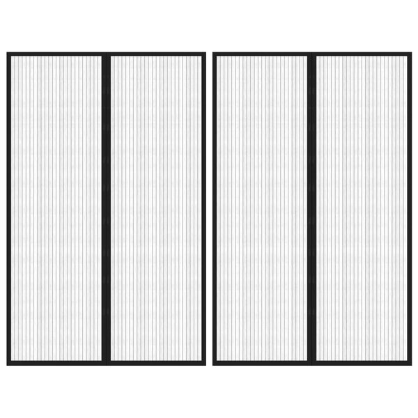 vidaXL Rideaux de porte anti-insectes 2 Pièces et aimants noir 220x130 cm