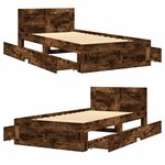 vidaXL Cadre de lit avec tête de lit sans matelas chêne fumé 75x190 cm