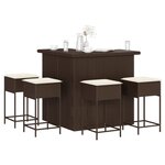 vidaXL Ensemble de bar de jardin avec coussins 5 Pièces marron poly rotin