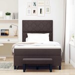 vidaXL Lit à ressorts avec matelas Marron foncé 120 x 190 cm tissu