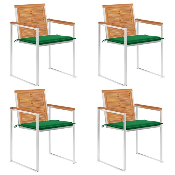 vidaXL Chaises de jardin 4 Pièces avec coussins Bois d'acacia massif