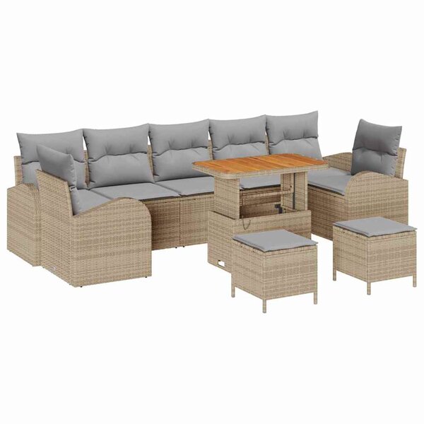 vidaXL Ensemble de canapé de jardin 10 Pièces Beige Poly rotin