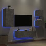 vidaXL Meuble TV muraux 4 Pièces avec lumières LED gris béton