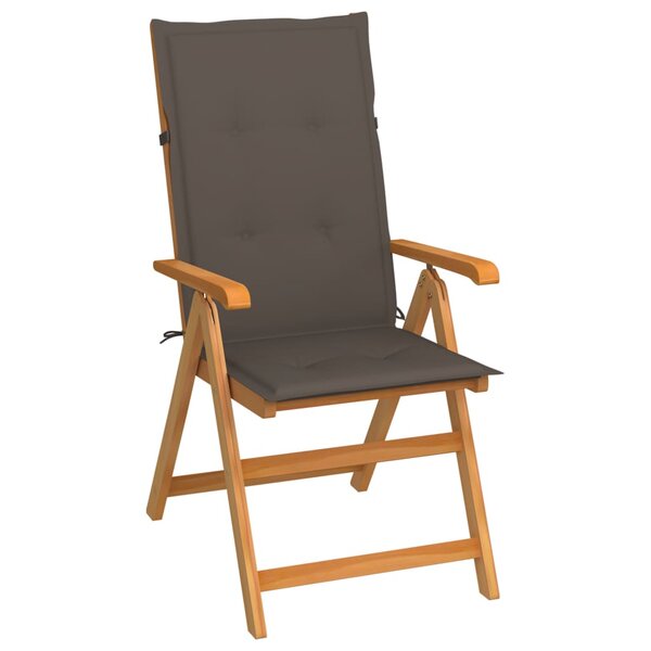 vidaXL Chaise de jardin avec coussins taupe Bois de teck massif