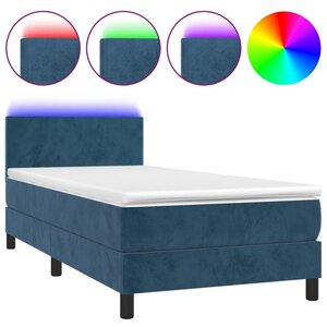 vidaXL Sommier à lattes de lit avec matelas et LED Bleu foncé 90x200cm